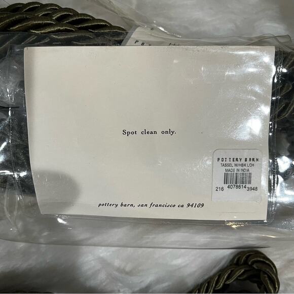 NEW Pottery Barn Seville Set 2 Tassel Drapery Tie Back + Hook Lichen Green NWT - Picture 13 of 15